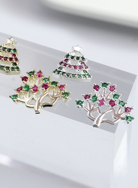 彩色满钻圣诞树系列浪漫美甲饰品