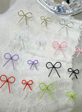 简约甜美手拧金属蝴蝶结美甲饰品