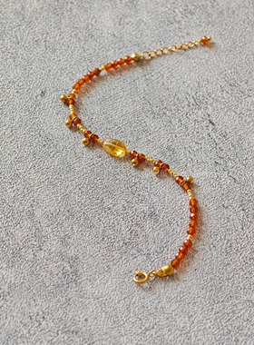 素蕴｜天然石榴石黄水晶原创手工手链 ins风精致百搭