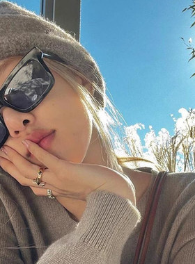 潮人墨镜女方圆脸显瘦韩版潮ROSE朴彩英同款复古长方形太阳镜蹦迪