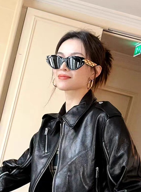 防辐射欧美复古猫眼墨镜女潮街拍防紫外线箭头金属镜腿太阳镜女