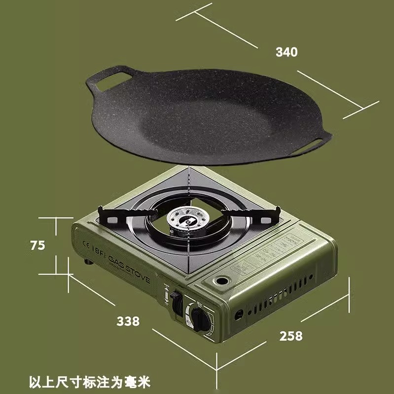 艾博菲户外露营便携式卡式炉套装家庭野餐多功能麦饭石不粘炉具套 - 图1