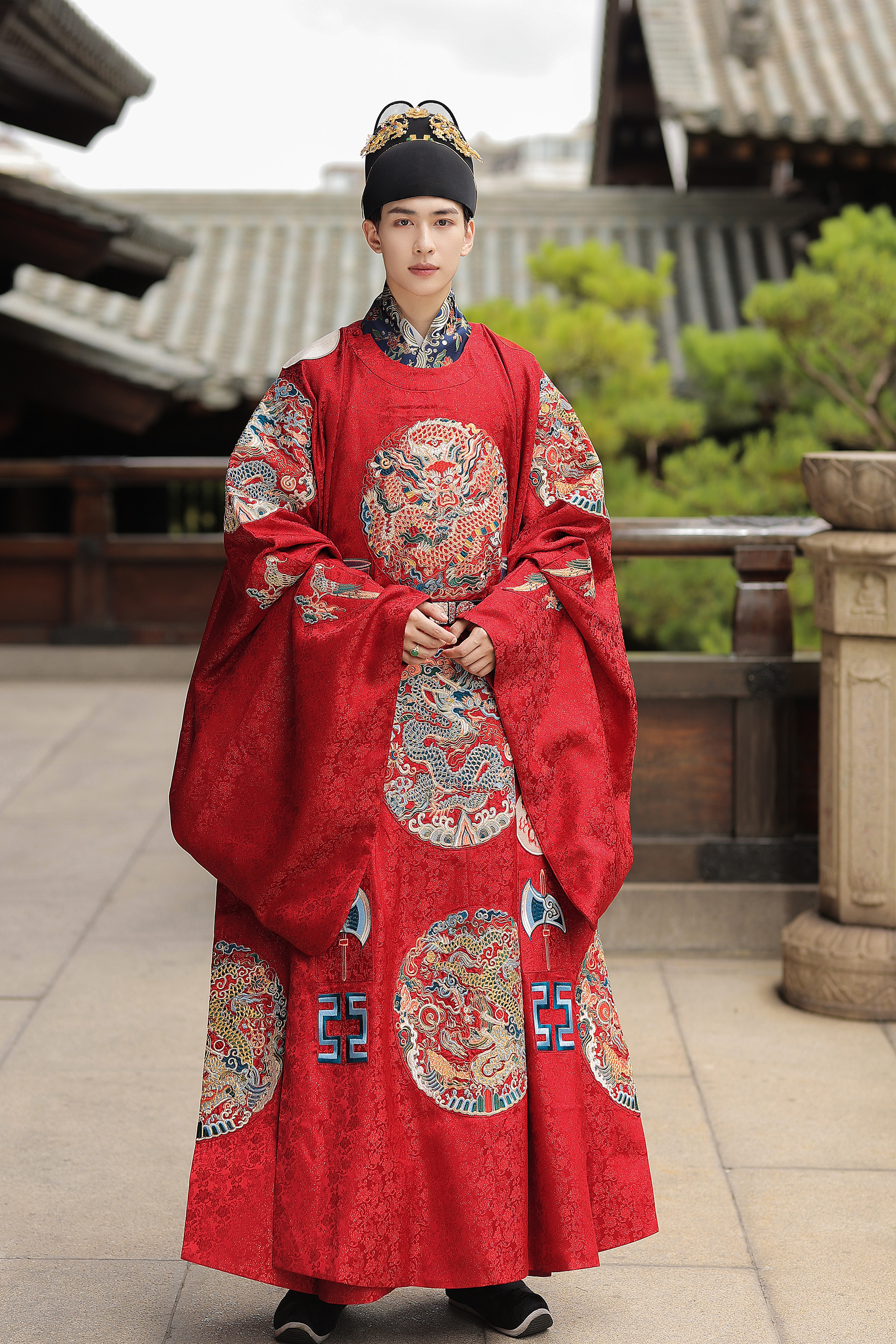 【日月照临】明制男款十二章纹团龙衮服圆领袍婚服 云河千色汉服