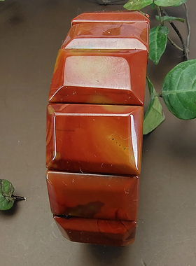 芝喜安战国红玛瑙手牌男民族风