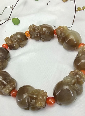 芝喜安和田玉碧玉貔貅手链男饰品