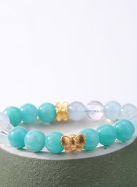 天然天河石海宝蓝水晶珍珠手串