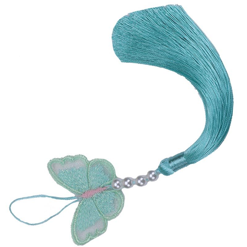 国风双面刺绣蝴蝶流苏 diy手工国潮精美古典汉服马面裙压襟书签穗,淘宝优惠券,粉丝福利购,淘宝优惠卷