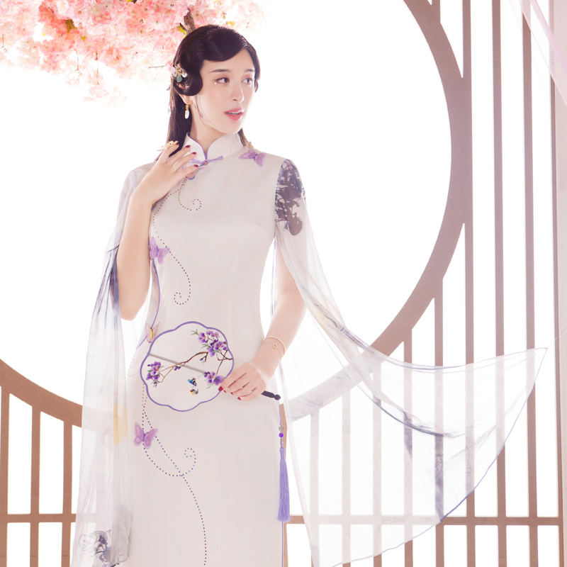 Spring cheongsam, lightweight white dress Spring cheongsam, lightweight white dress