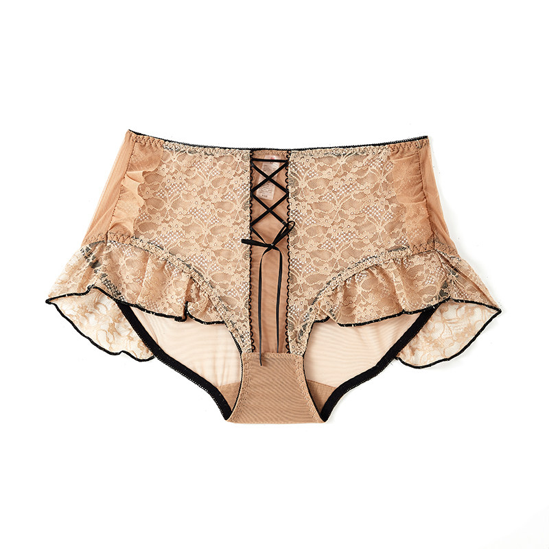 红色蕾丝内裤女法式大码高腰公主收腹网纱透气绑带性感纯棉裆裤头,淘宝优惠券,粉丝福利购,淘宝优惠卷