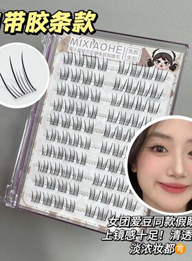 免胶免卸~无梗软态韩系女团爱豆睫！白开水妆韩一点伪素颜假睫毛