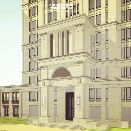 新古典/三段式/社区高层点式住宅/横向线条/石材/建筑设计/su模型 - 图0