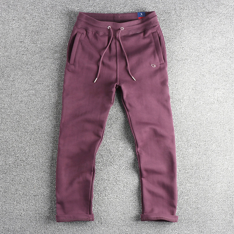 拉链口袋设计美式简约休闲卫裤男 刺绣点缀宽松直筒毛圈运动长裤,淘宝优惠券,粉丝福利购,淘宝优惠卷