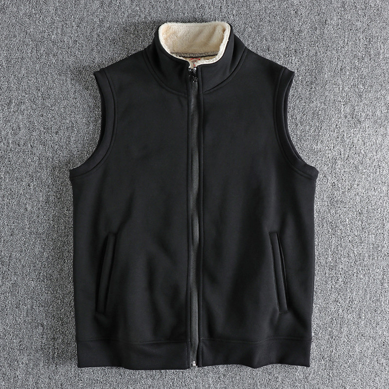 日系复古高街潮流马甲外套男 保暖立领冬季加绒加厚纯色无袖背心,淘宝优惠券,粉丝福利购,淘宝优惠卷