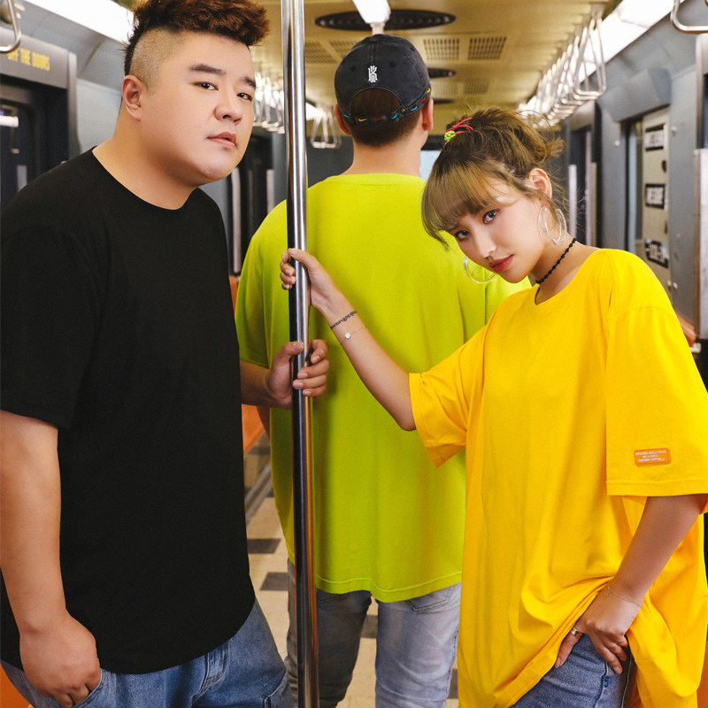 the pang大码男装纯色宽松胖子休闲 thepangT恤