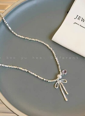 轻奢芭蕾蝴蝶结珍珠锁骨链