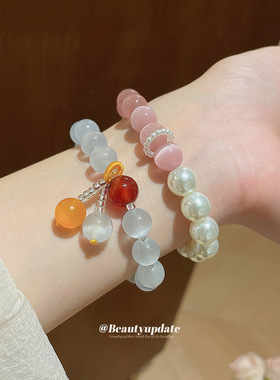 中国风猫眼石串珠手链复古百搭