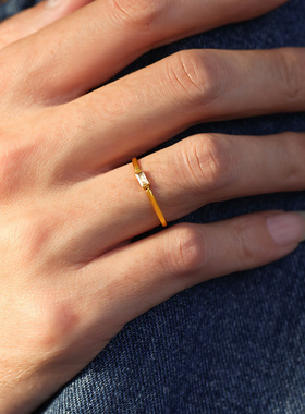 不锈钢5A锆石细圈戒指不掉色精致