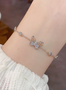 小众时尚简约镶钻镂空蝴蝶手链精致气质轻奢独特设计感超闪手饰品