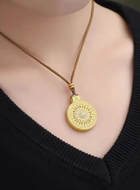金包银项链女太阳花花八宝罗盘男