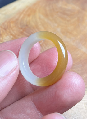 和田玉新疆且末金山糖白玉糖白分明聚宝盆指环戒圈戒指