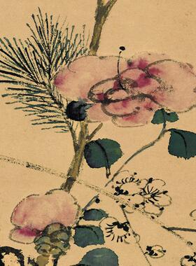 清 永瑢 平安如意图 条幅卷轴花鸟画名画真迹复制品玄关书房挂画