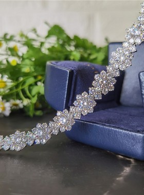 太阳花手链ins小众设计镀925银闺蜜高级感仿莫桑满钻锆石花朵手饰