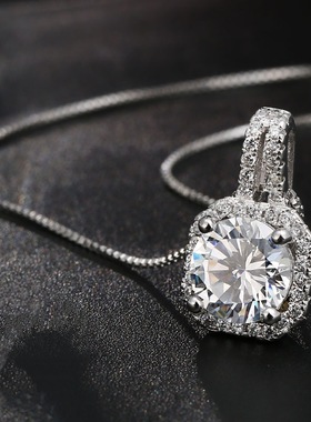 欧美日韩方晶锆石项链女士光环锆石经典仿假钻石首饰跨境项链