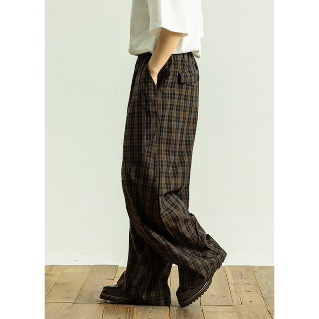 GoodNorth ຍີ່ປຸ່ນ ກາງເກງ retro plaid ບາດເຈັບ