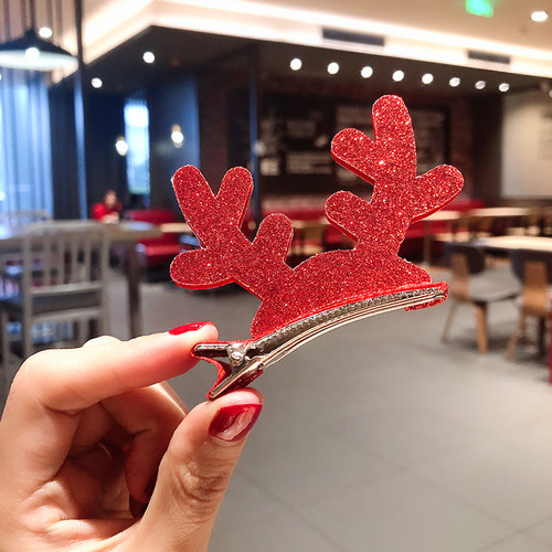 成人儿童圣诞节饰品发卡可爱麋鹿角头饰发夹帽发箍森女系发饰装扮 - 图1