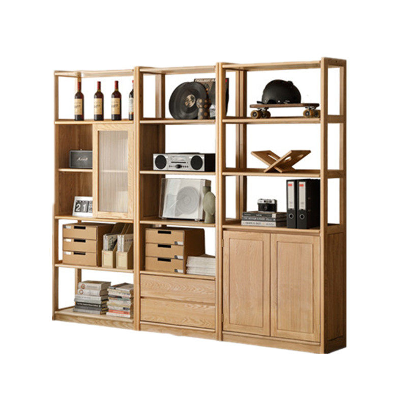 实木组合书柜橡木新中式落地书架日式简约收纳置物架博古架隔断柜,淘宝优惠券,粉丝福利购,淘宝优惠卷