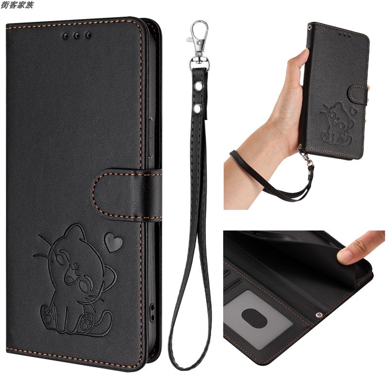 适用于Tecno Spark GO 2022 手机套卡通可爱猫手机保护套翻盖式皮套软硅胶壳全包边防摔插卡创意复古时尚个性 - 图3