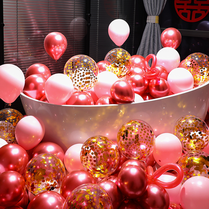 金色气球装饰金属金黄色多款加厚红色结婚生日周岁场景布置金汽球