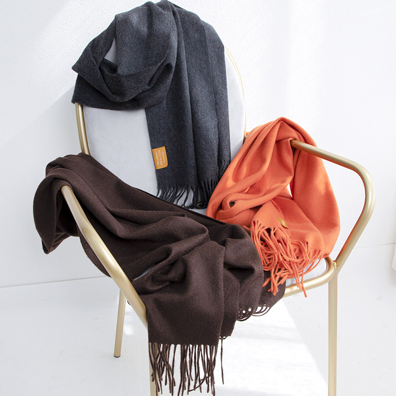 珍稀白绒水波纹100%纯羊绒围巾男女通用秋冬季保暖加厚款纯色披肩,淘宝优惠券,粉丝福利购,淘宝优惠卷