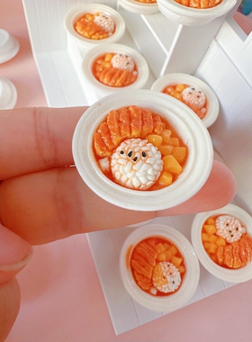 DIY高定树脂立体微缩食玩咖喱饭摆台挂件奶油胶发饰手机链冰箱贴
