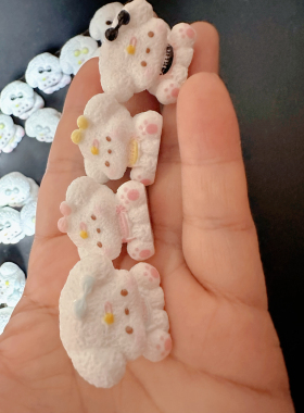 DIY高定仿真微缩立体食玩雪球小狗娃屋道具摆台挂件冰箱贴奶油胶