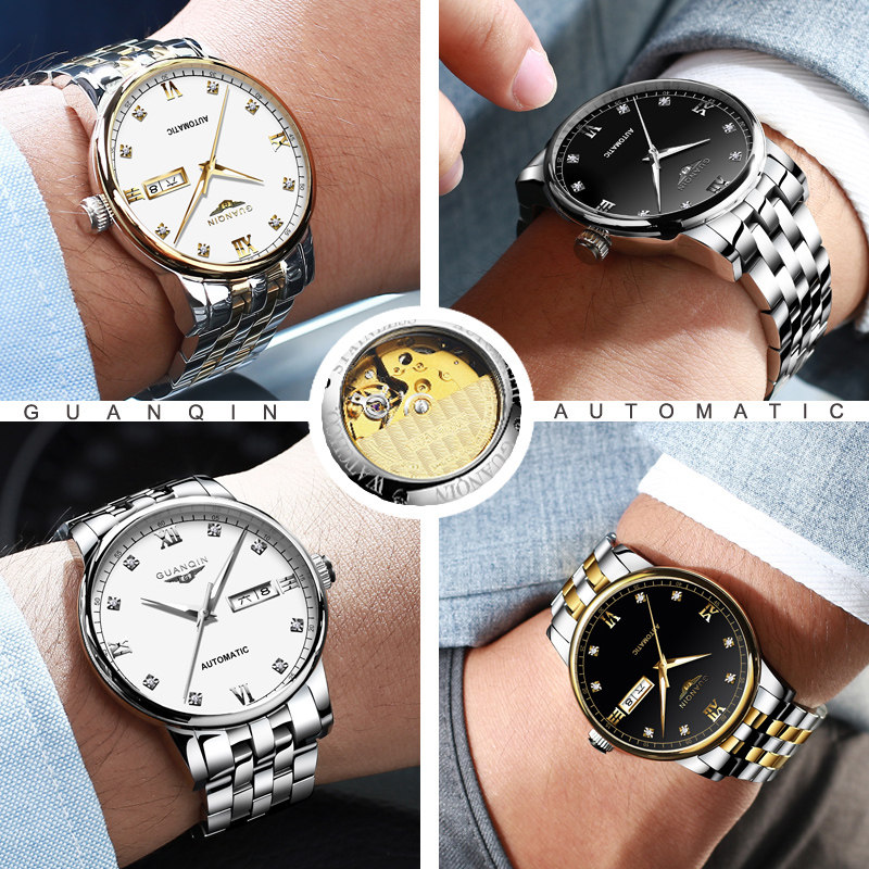 冠琴男士全自动防水夜光十大机械表 冠琴蓝祥国产腕表