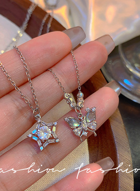 蝴蝶锆石锁骨链女轻奢小众网红