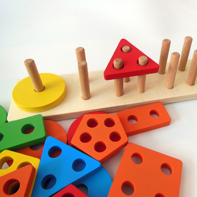 蒙氏几何形状套柱配对积木玩具儿童早教益智拼装男女孩宝宝1-3岁6 - 图2