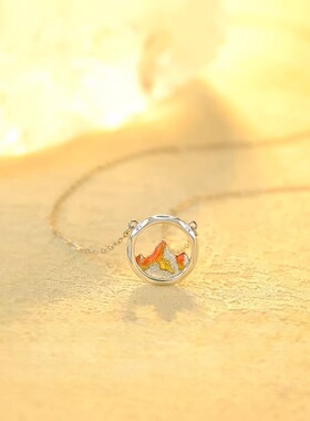 S999日照金山纯银项链女小众设计感锁骨链颈链情人节送女朋友礼物