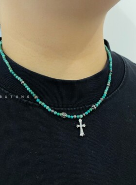 天然绿松石小米珠项链