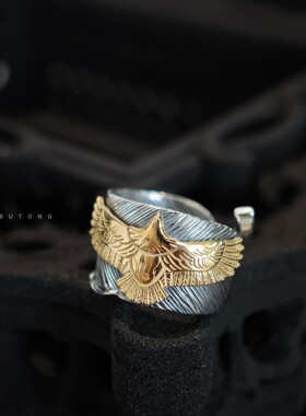 高桥风925银飞鹰开口男士戒指