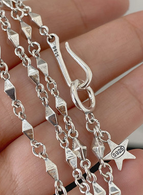 925纯银几何菱形项链男女锁骨链