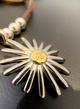 不同银匠日本925纯银鹿皮绳吊坠