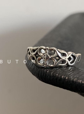 925纯银复古镂空十字架戒指