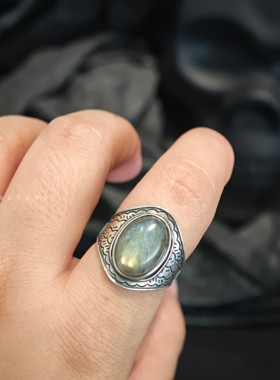 复古手作925纯银戒指开口戒