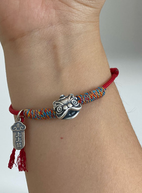 男女999足银国潮醒狮手链礼物