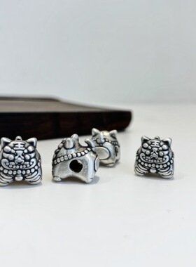 原创纯银哑光DIY吊坠串珠