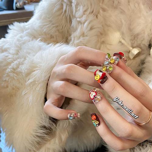 宥荷Studio   苹果嘉儿 新年ins风穿戴甲美甲定制假指甲手工定制 - 图0