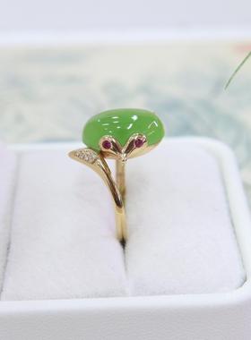 原创设计翡翠金镶玉手饰送老婆