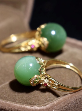 原创设计翡翠金镶玉手饰送老婆